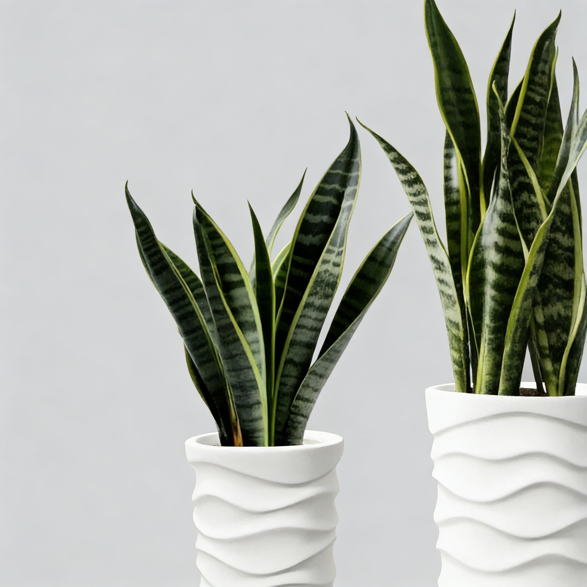 Heart Soars Modern White Wave Textured Tall Planter Set, Magnesium Oxide Material, 2 Piece Indoor Outdoor Flower Pot, Large 10x10x18 Inch and 12x12x20 Inch