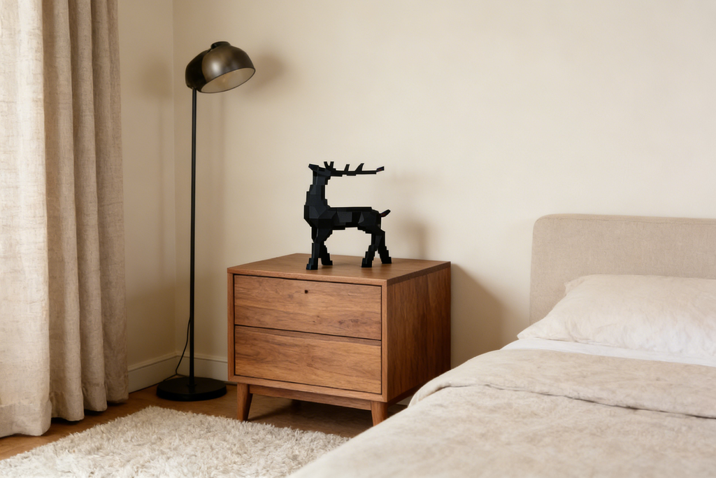 Modern Minimalist Black Geometric Deer Art Sculpture