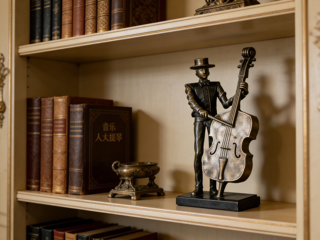 Heart Soars Musician with Cello Sculpture Figurine, Metal Art Decor, 12.8x3x4.7 Inches