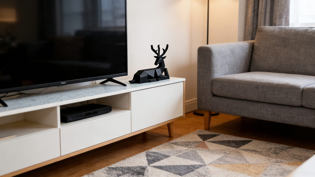 Heart Soars Black Geometric Deer Sculpture, Modern Art Figurine Decor, 26.8 x 8.5 x 25.5 cm