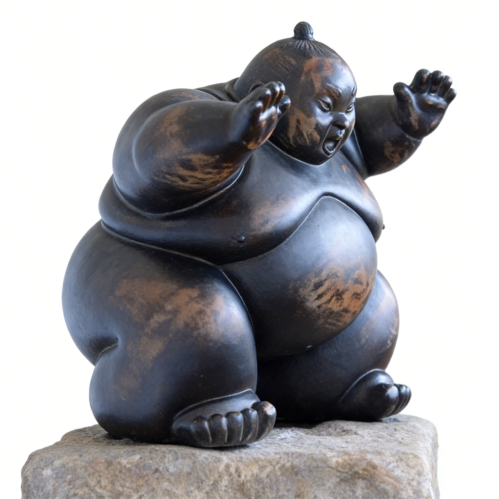 Heart Soars Sumo Wrestler Sculpture Figurine, Bronze Finish, 24x16x23.5 cm Decorative Art Piece