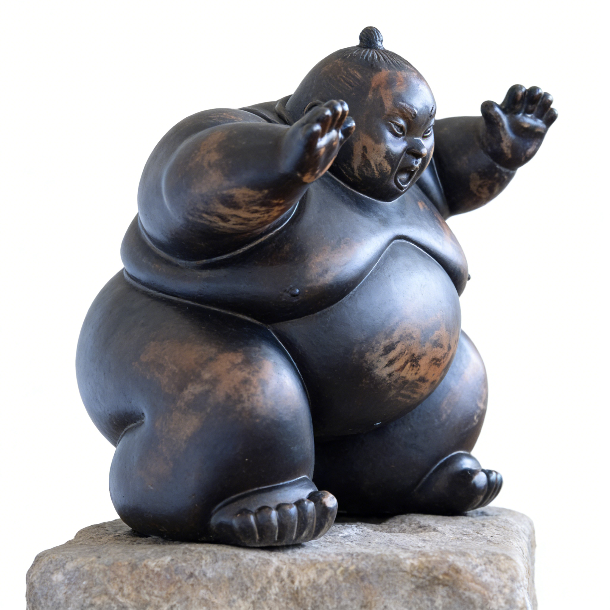 Heart Soars Sumo Wrestler Sculpture Figurine, Bronze Finish, 24x16x23.5 cm Decorative Art Piece