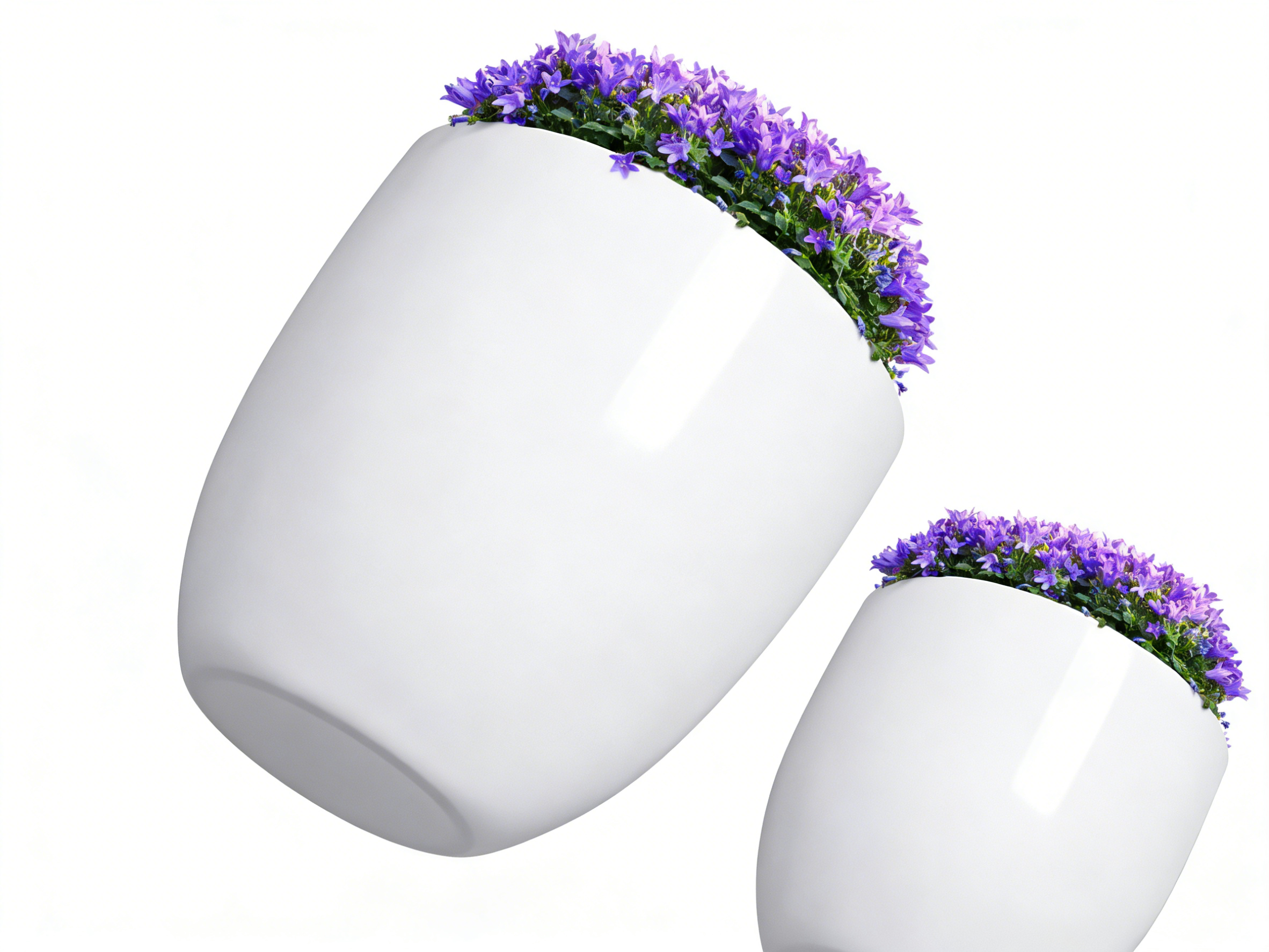 Heart Soars Smooth Round Planters Set of 2, White, Magnesium Oxide, Large 17.7x17.7x16.9 Inches and Medium 13.8x13.8x12 Inches