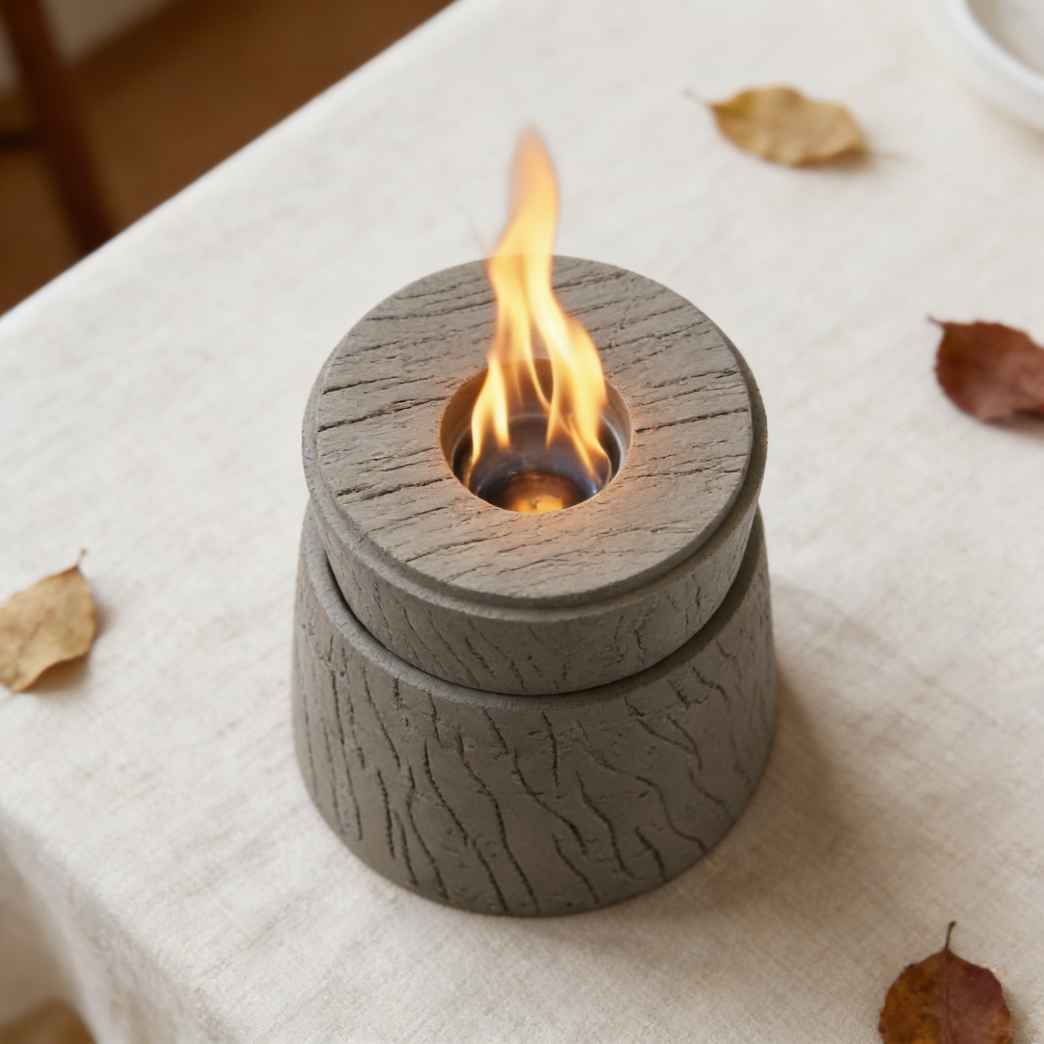 Heart Soars Tabletop Fire Bowl（no alcohol）, Concrete Tabletop Alcohol Burner with Lid, 4.5x4.5x4.7 Inch, Includes Cotton Wick, Burner, Extinguisher