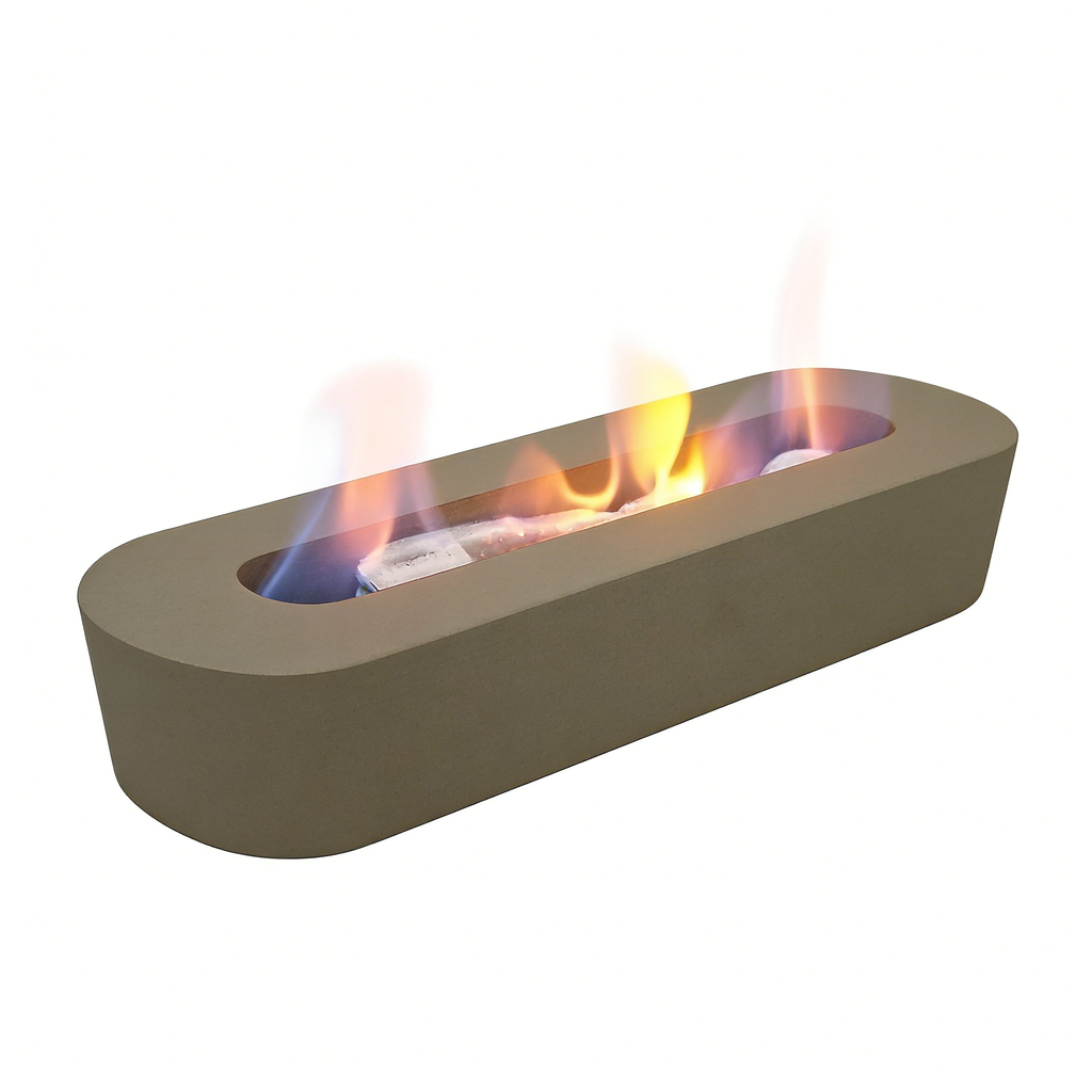 Modern Low-Profile Concrete Fire Bowl（no alcohol） – Portable Tabletop Fire Pit with Cotton Wick