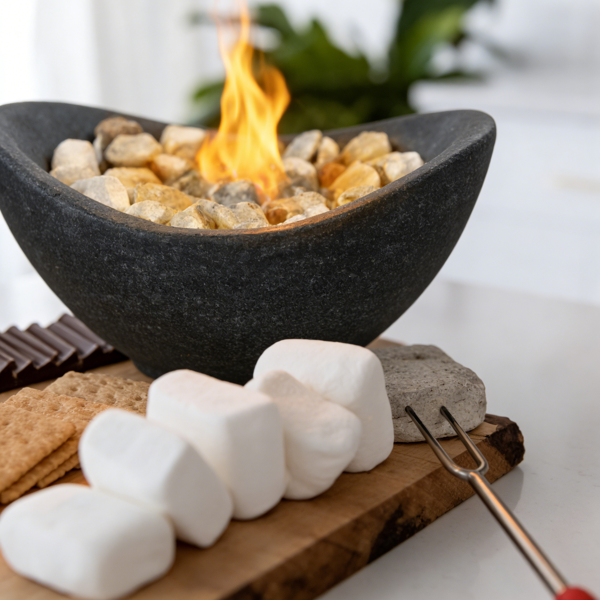 Heart Soars Tabletop Fire Bowl (Magnesium Oxide) -（no alcohol） Portable Mini Tabletop Fire Pit with Burner, Extinguisher, Pebbles & Rain Cover for Indoor/Outdoor Home Decor, Patio, Parties