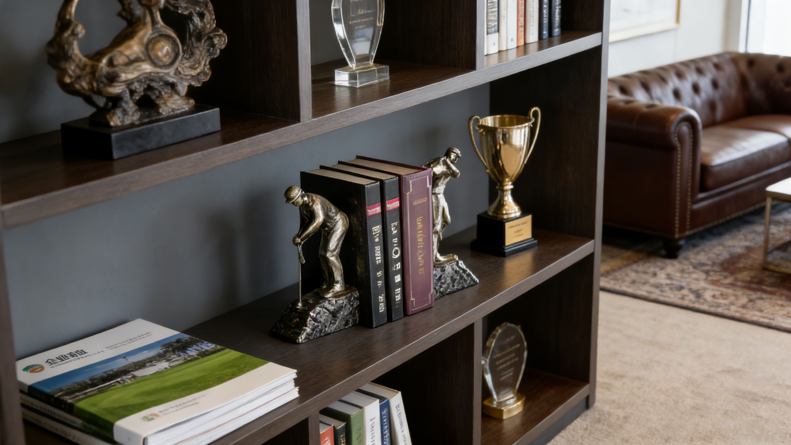 Heart Soars Golfer Sculpture Bookends, Bronze Finish, Decorative Figurine Set, 9.5x8x26.5 CM, Sports Theme Home Decor