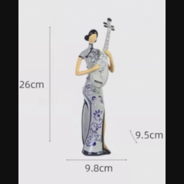 Heart Soars Chinese Traditional Lady Figurine Sculpture, Decorative Art Statue, 11x8.5x31 CM