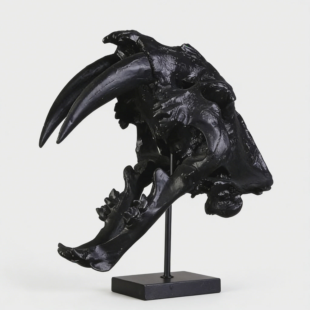 Heart Soars Animal Skull Sculpture Decorative Art Piece, Black, 33x21x49 CM, with Display Stand