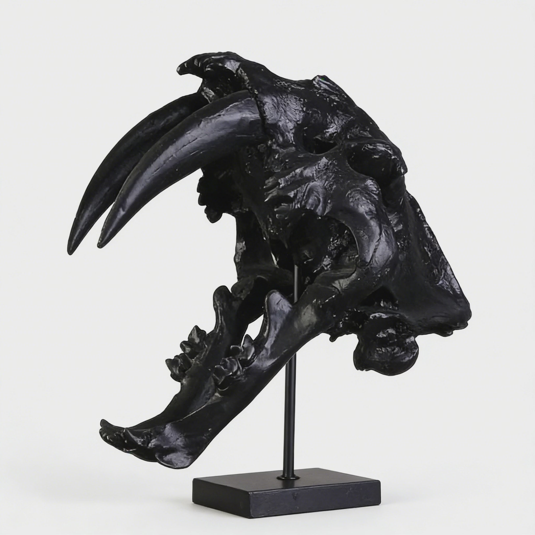 Heart Soars Animal Skull Sculpture Decorative Art Piece, Black, 33x21x49 CM, with Display Stand
