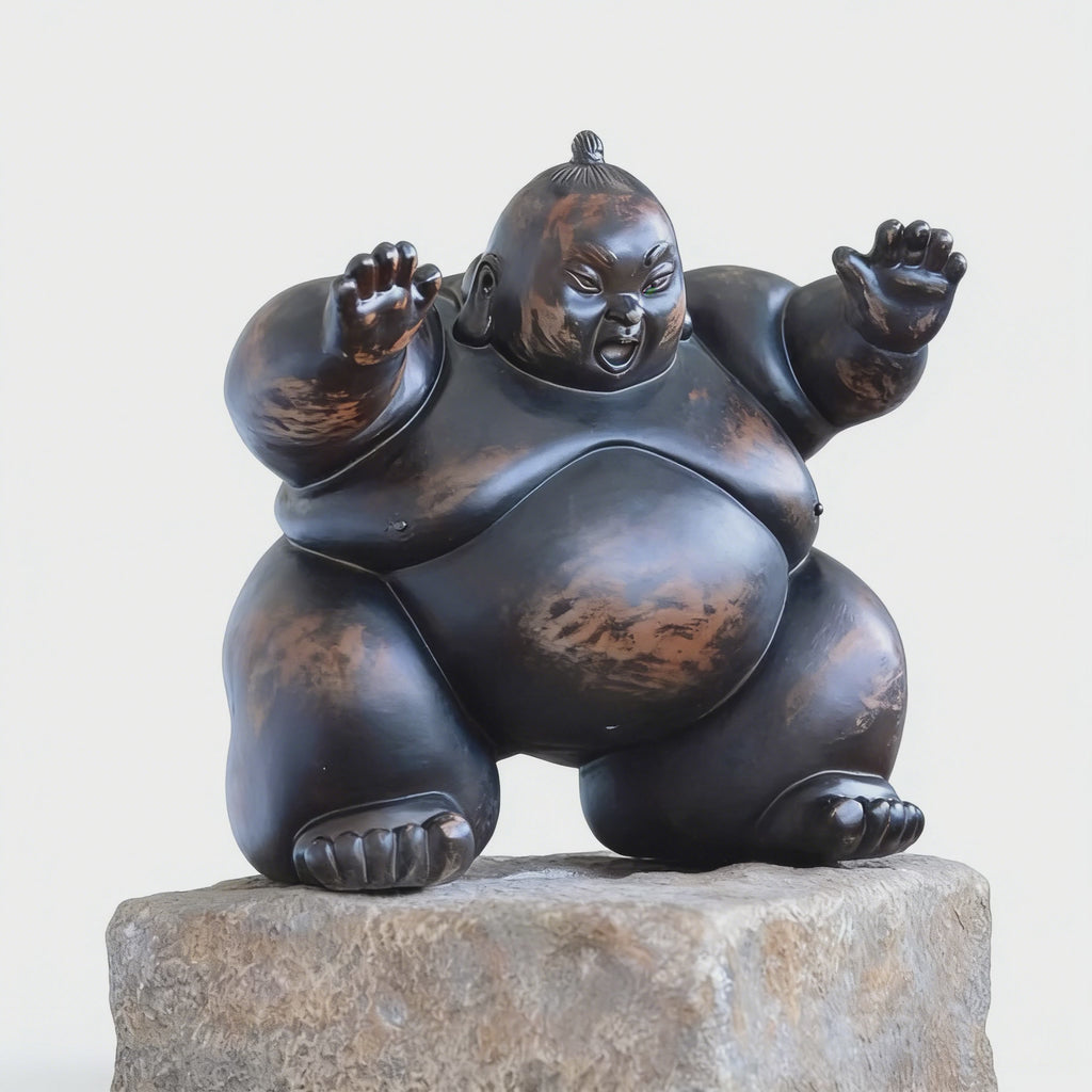 Heart Soars Sumo Wrestler Sculpture Figurine, Bronze Finish, 24x16x23.5 cm Decorative Art Piece