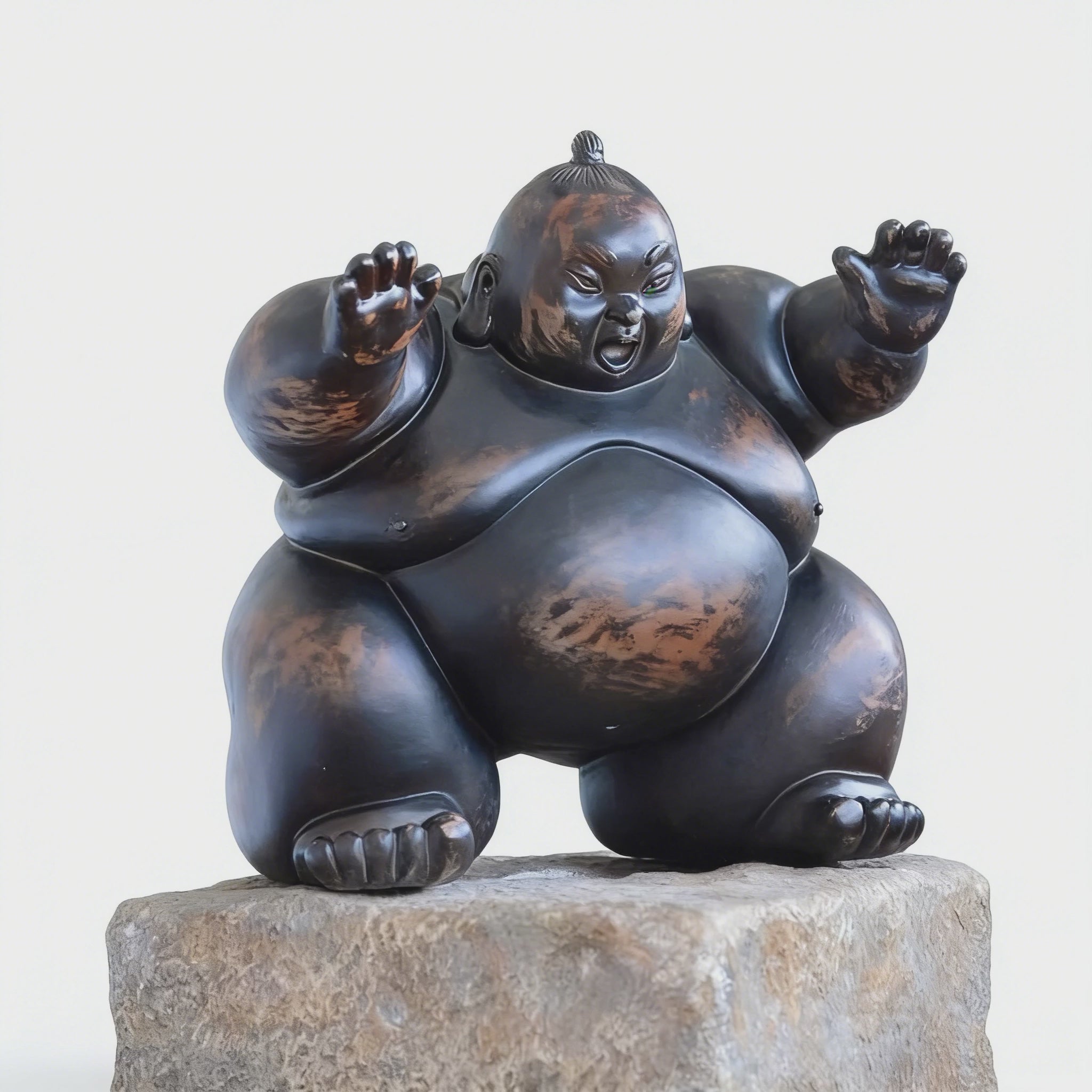 Heart Soars Sumo Wrestler Sculpture Figurine, Bronze Finish, 24x16x23.5 cm Decorative Art Piece