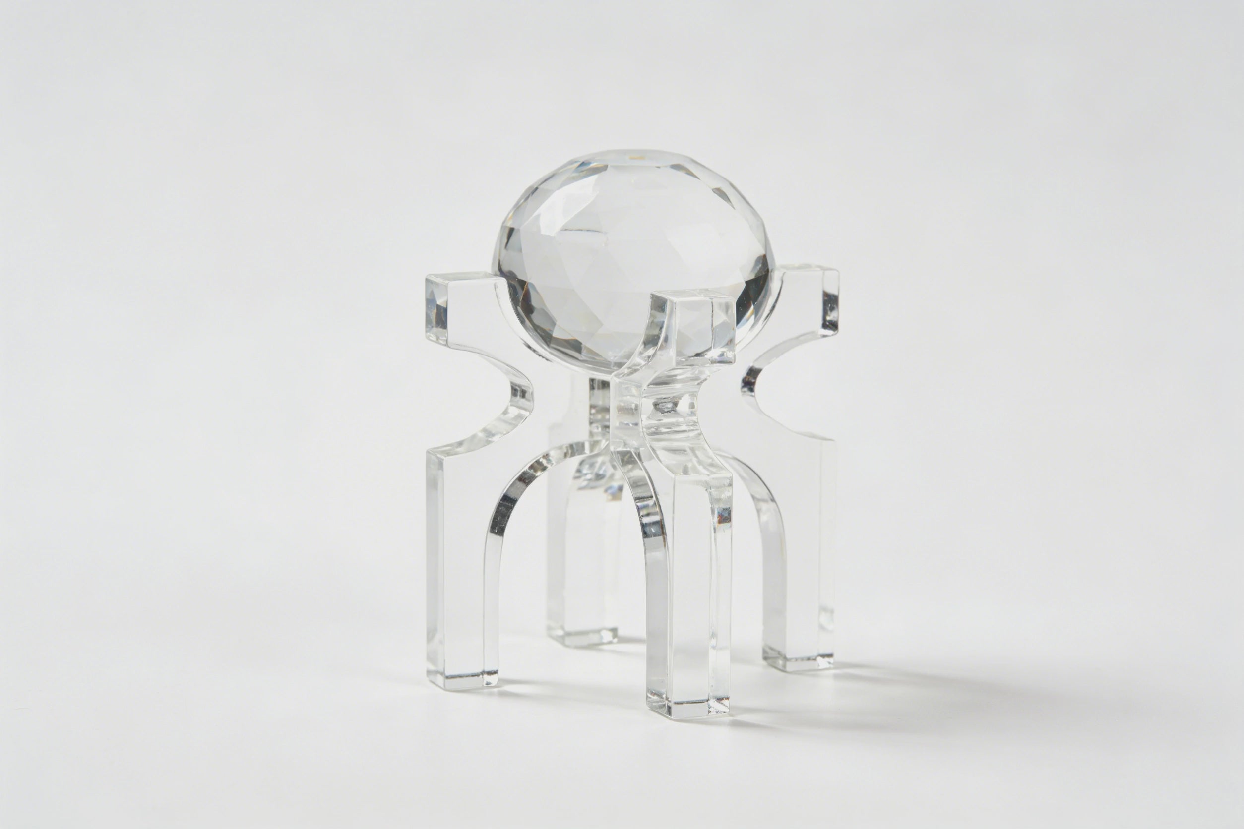 Heart Soars Crystal Ball Sculpture with Four-Legged Stand, Clear Acrylic Decorative Figurine, 4.3x4.3x10.2 Inches