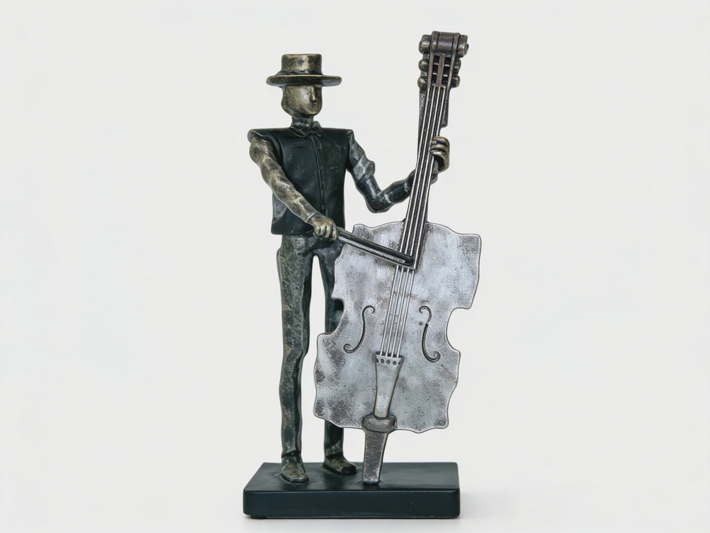 Heart Soars Musician with Cello Sculpture Figurine, Metal Art Decor, 12.8x3x4.7 Inches