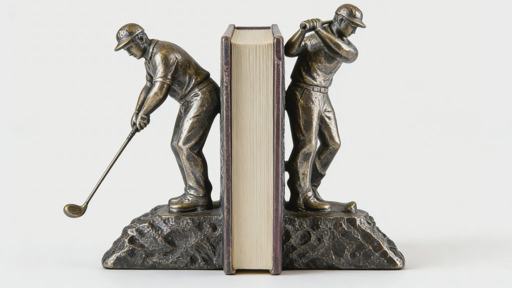 Heart Soars Golfer Sculpture Bookends, Bronze Finish, Decorative Figurine Set, 9.5x8x26.5 CM, Sports Theme Home Decor