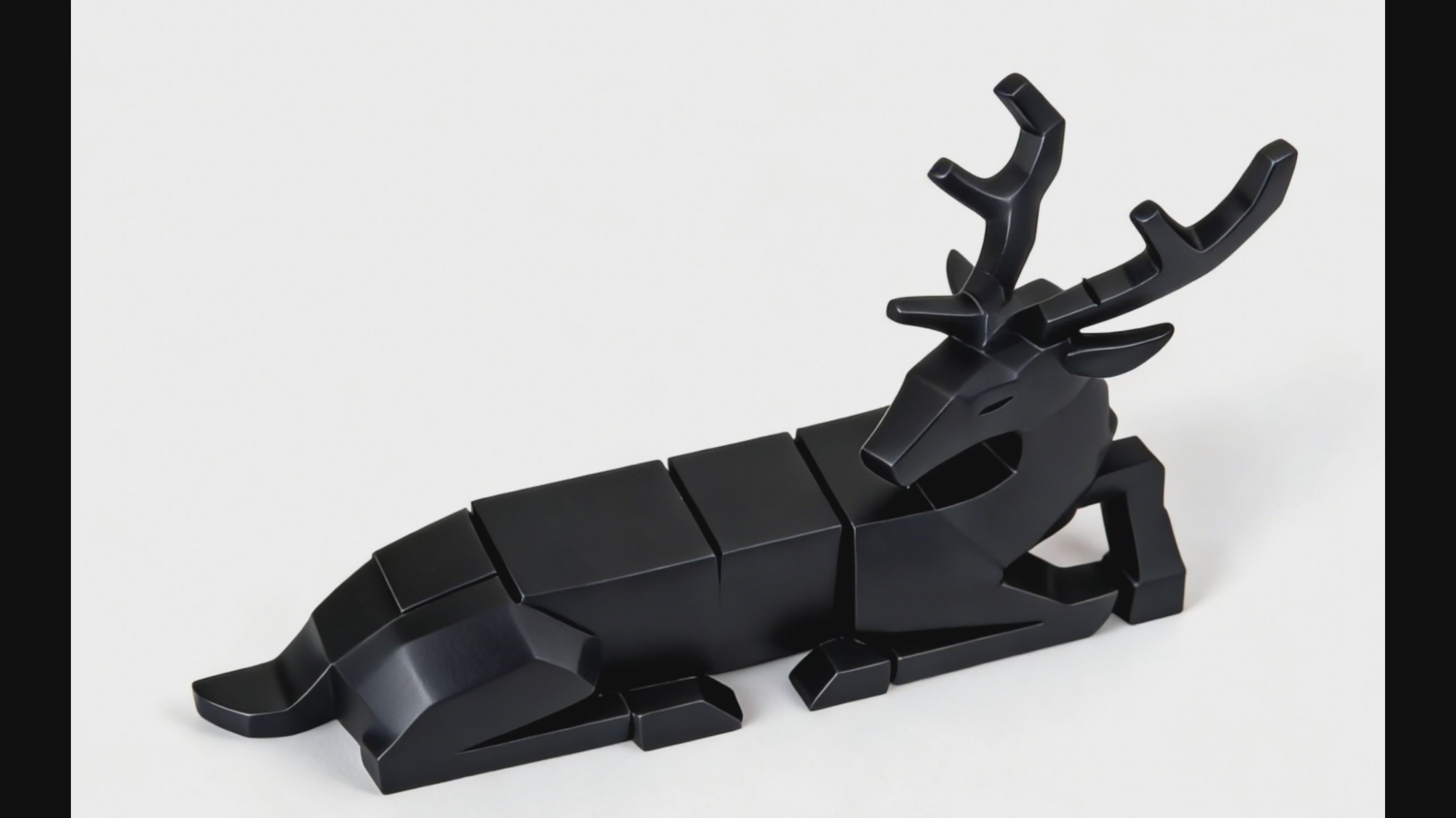 Heart Soars Black Geometric Deer Sculpture, Modern Art Figurine Decor, 26.8 x 8.5 x 25.5 cm